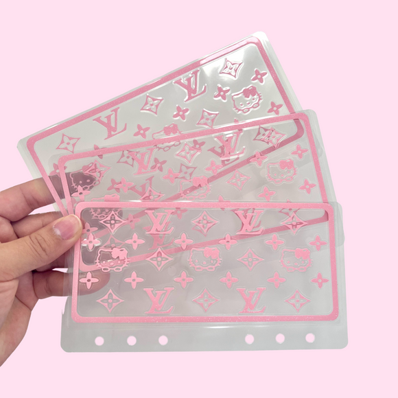 HK Luxe Personal A6 Cash Envelopes | Set of 3 | Pink Glitter Vinyl