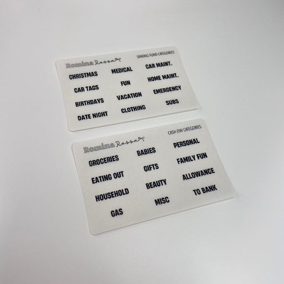 Cash Envelope Category Stickers | Sinking Funds Category Stickers