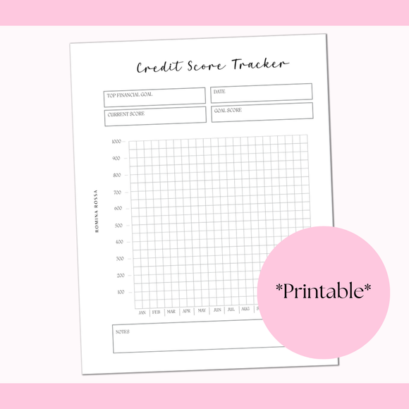 Credit Score Tracker Printable | 8.5x11 | PDF Digital Download