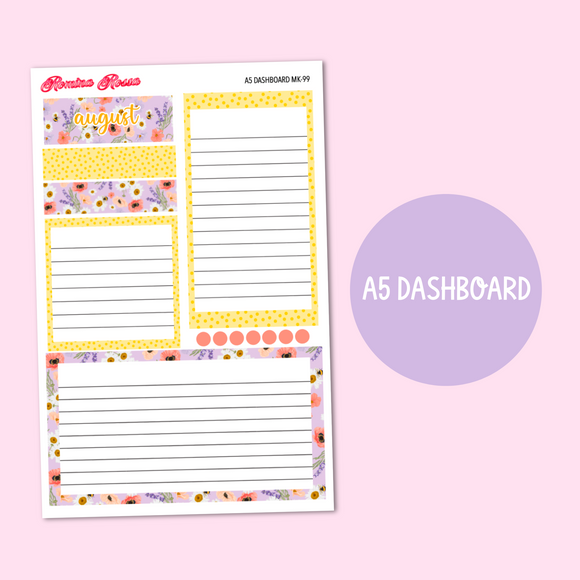 MK-99 August 2023 Dashboard and Script Stickers | A5 & 7x9 EC Planner