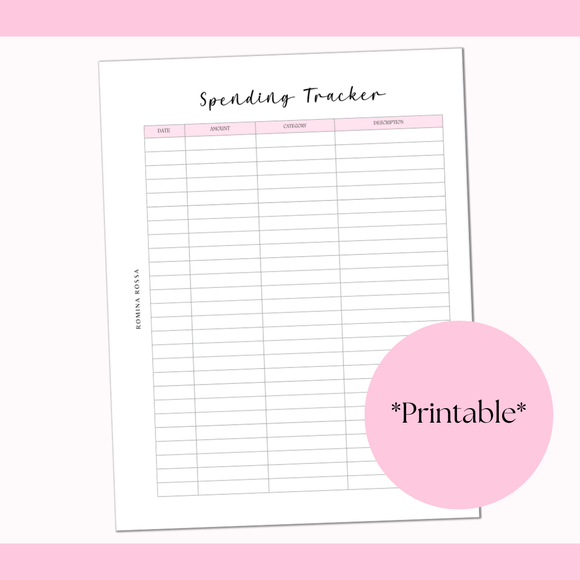 Spending Tracker Printable | 8.5x11 | PDF Digital Download