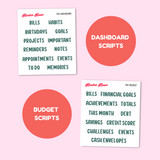 MK-132 December 2024 Dashboard and Script Stickers | A5 & 7x9 EC Planner