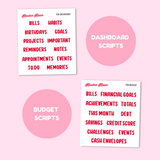 MK-136 February 2025 Dashboard and Script Stickers | A5 & 7x9 EC Planner