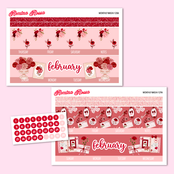 February 2024 Monthly Stickers | 7x9 Planner, 8.5x11 Planner & Petite Planner