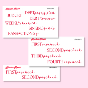 February 2025 Budgeting & Paycheck Script Stickers | Planner Stickers