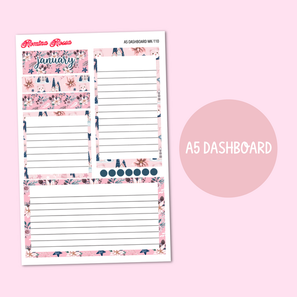 MK-110 January 2024 Dashboard and Script Stickers | A5 & 7x9 EC Planner
