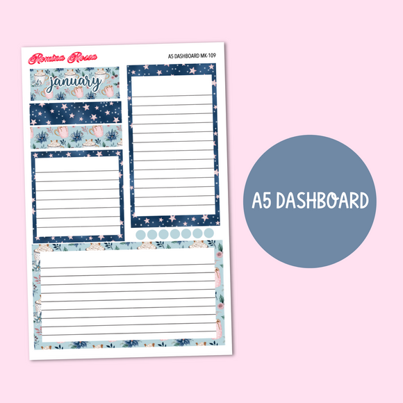 MK-109 January 2024 Dashboard and Script Stickers | A5 & 7x9 EC Planner