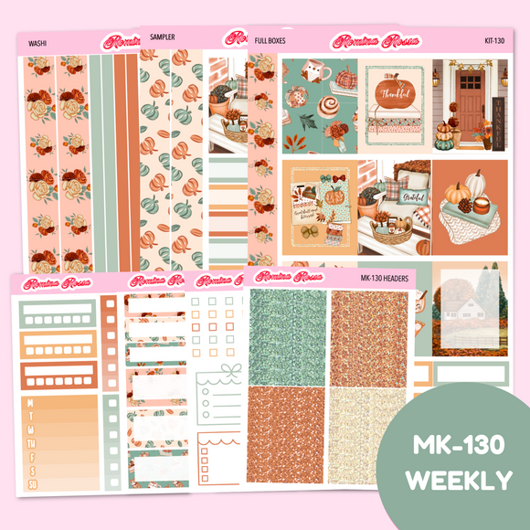 MK-130 | Grateful & Thankful - Weekly Sticker Kit Sheets