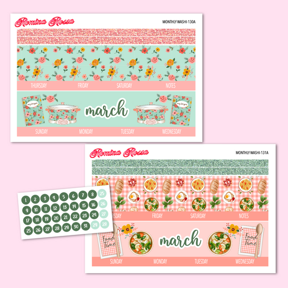 March 2024 Monthly Stickers | 7x9 Planner, 8.5x11 Planner & Petite Planner