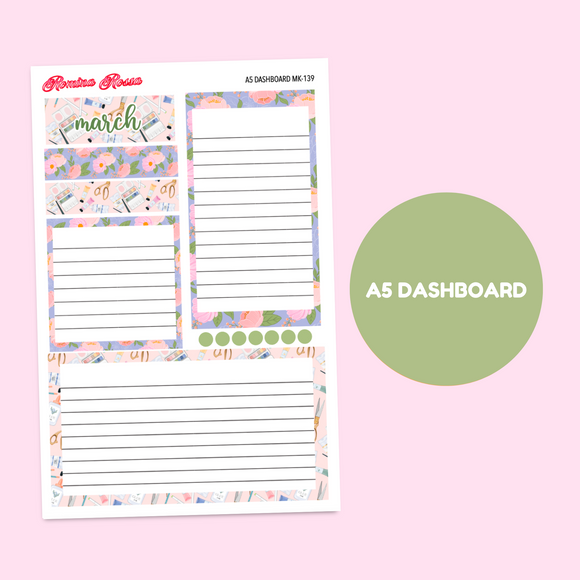 MK-139 March 2025 Dashboard and Script Stickers | A5 & 7x9 EC Planner