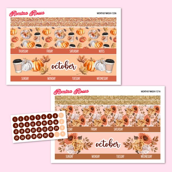 October 2023 Monthly Stickers | 7x9 Planner, 8.5x11 Planner & Petite Planner