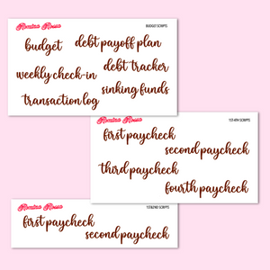 October 2023 Budgeting & Paycheck Script Stickers | Planner Stickers