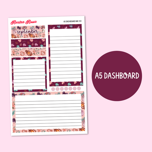MK-101 September 2023 Dashboard and Script Stickers | A5 & 7x9 EC Planner