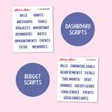 Notes Page Dashboard Script Stickers | EC Monthly Colors