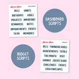 MK-110 January 2024 Dashboard and Script Stickers | A5 & 7x9 EC Planner