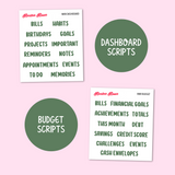MK-113 March 2024 Dashboard and Script Stickers | A5 & 7x9 EC Planner