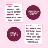 MK-101 September 2023 Dashboard and Script Stickers | A5 & 7x9 EC Planner
