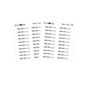 Cable Bill Due Stickers - Decorative Planner Stickers