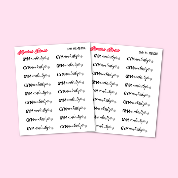 Gym Membership Due Stickers - Decorative Planner Stickers