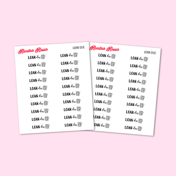 Loan Due Stickers - Decorative Planner Stickers