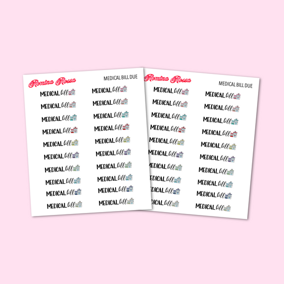Medical Bill Due Stickers - Decorative Planner Stickers