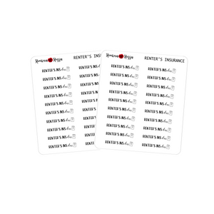 Renter's Insurance Due Stickers - Decorative Planner Stickers