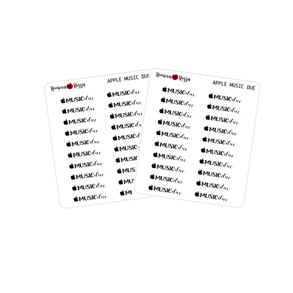 Apple Music Due Stickers - Decorative Planner Stickers
