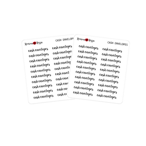 Cash Envelopes Script Stickers | Planner Stickers