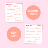 Cursive Notes Page Dashboard Script Stickers | EC Monthly Colors