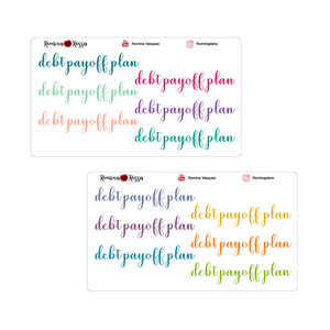 Debt Payoff Plan Script Stickers - Colorful & Black