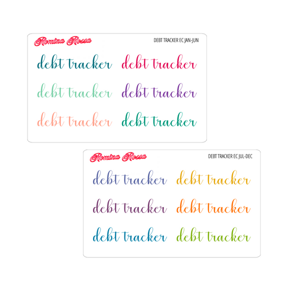 Debt Tracker Script Stickers - Colorful & Black