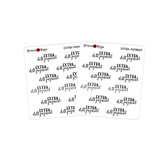 Extra Debt Payment Stickers - Decorative Planner Stickers