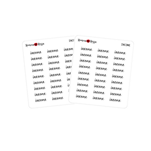 Income Script Stickers | Planner Stickers
