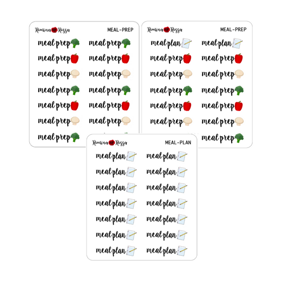 Meal Prep, Meal Plan Stickers - Decorative Planner Stickers