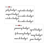 Monthly Budget Script Stickers - Colorful & Black | Planner Stickers