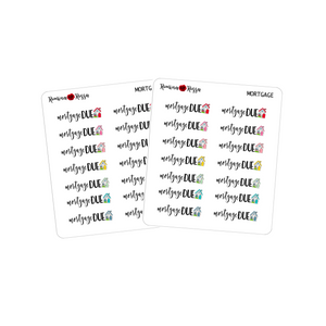 Mortgage Due Stickers - Decorative Planner Stickers
