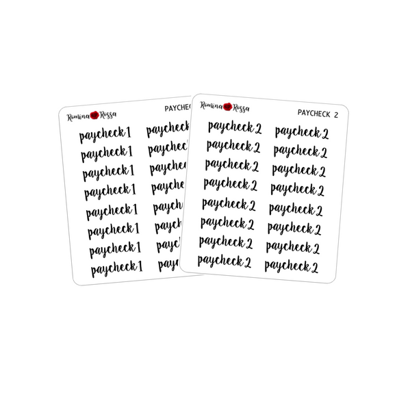 Paycheck Script Stickers - Decorative Planner Sticker