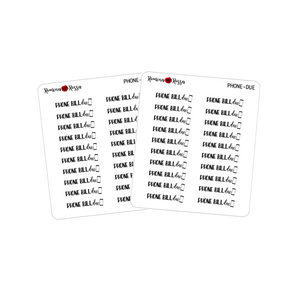 Phone Bill Due Stickers - Decorative Planner Stickers