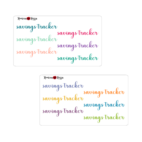 Savings Tracker Script Stickers - Colorful & Black