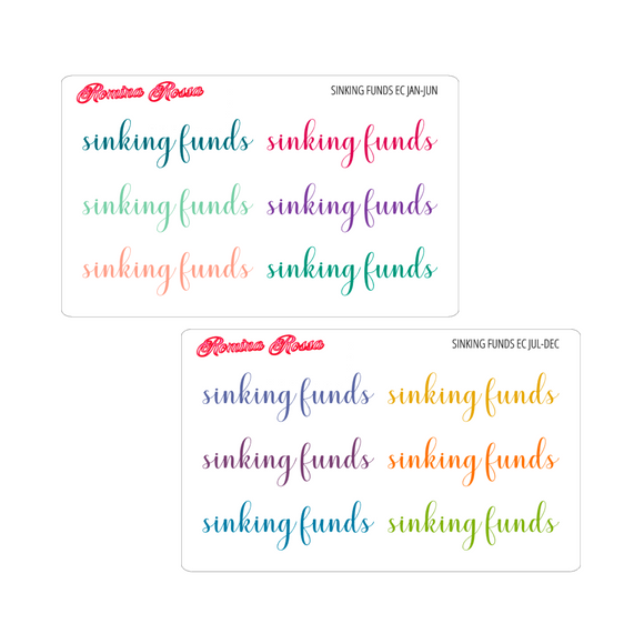 Sinking Funds Script Stickers - Colorful & Black