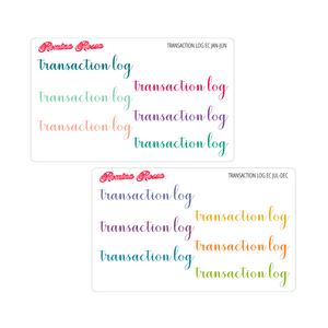 Transaction Log Script Stickers - Colorful & Black